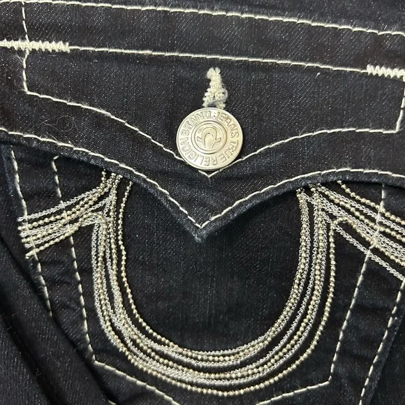 True Religion Black Denim with White Stitching - Picture 2 of 4